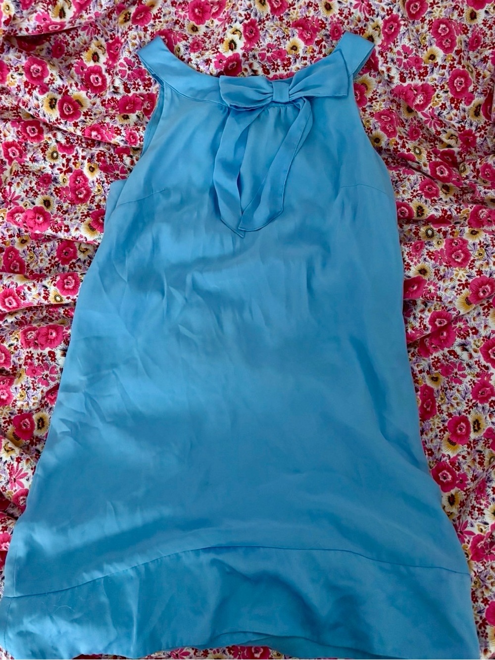 H&M Baby Light Blue Bow Ribbon Satin Sleeveless Mini Dress